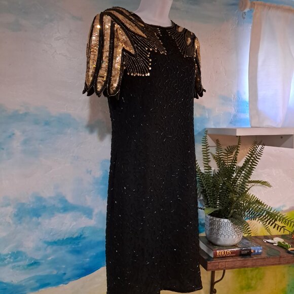 Stenay size 6 vintage sparkly black & gold dress, great condition - Picture 9 of 10